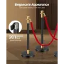 Stanchion Post, 6 Pcs Crowd Control Barrier with 4 Red Velvet Ropes, 5 ft Stainless Steel Black Stanchion Post Queue with Sand I