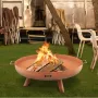 Fire Pit Bowl, 30-Inch Deep Round Carbon Steel Fire Bowl, Wood Burning for Outdoor Patios, Backyards & Camping Uses, with A Drai