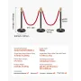 6 PCS Stanchion Post med 4 røde fløjlstov og sandinjektion