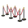 6 PCS Stanchion Post med 4 røde fløjlstov og sandinjektion
