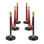 6 PCS Stanchion Post med 4 røde fløjlstov og sandinjektion