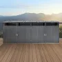 Trash Can Storage, 4 x 52.79 Gal Trash Bin Storage Shed Outdoor, Galvanized Steel Horizontal Storage Cabinet Waterproof, Lockabl