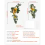 Artificial Wedding Arch Flowers Kit, Yellow Wedding Arch Flowers with Drapes Kit (Pack of 3) - 2 Pcs Floral Arrangement, 1 Pcs S