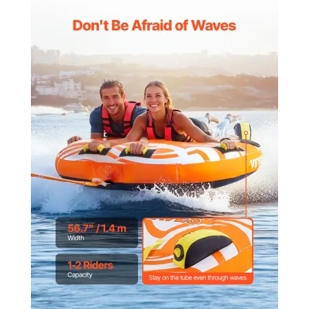 Towable Tubes for Boating, 1-2 Riders Inflatable Towable Tube for Boat to Pull, 340lbs Capacity Boat Tubes and Towables for Wate
