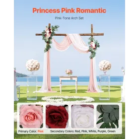 Artificial Wedding Arch Flowers Kit Pink With 2 Pcs Flowers 2 Pcs Drapes