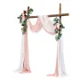 Artificial Wedding Arch Flowers Kit, Pink Wedding Arch Flowers with Drapes Kit (Pack of 4) - 2 Pcs Floral Arrangement, 2 Pcs She