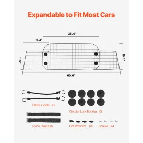 Dog Car Barrier 35.4"-60.6" Adjustable Pet Divider Gate for Cargo Area