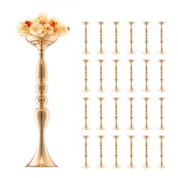 24PCS 50cm/19.7â€ Wedding Flower Vase Metal Gold Floral Stand for Table