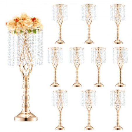 10PCS 55cm/21.65â€ Tall Crystal Wedding Flower Stand Vase for Party Decor