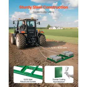 Drag Harrow 4 ft Heavy Duty Tow Behind Drag Harrow Driveway Grader Rake