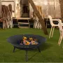 Fire Pit Bowl, 22-Inch Deep Round Carbon Steel Fire Bowl, Wood Burning for Outdoor Patios, Backyards & Camping Uses, with A Drai