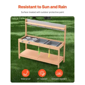 Mud Kitchen for Kids, Wooden Toy Play Kitchen Set with Accessories, Outdoor Grocery Store Playset, Pretend Play Outdoor Kitchen 