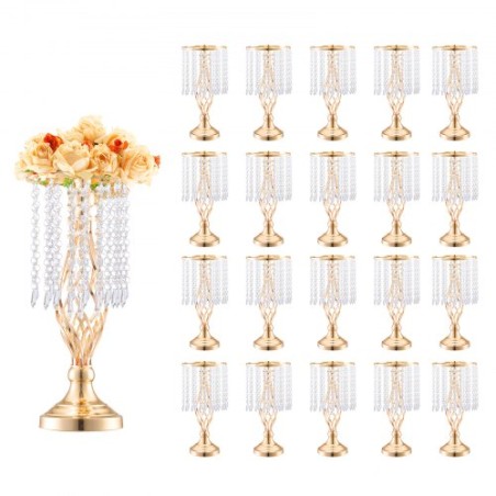 20PCS 43cm/16.9â€ Tall Crystal Wedding Flower Stand Vase for Party Decor