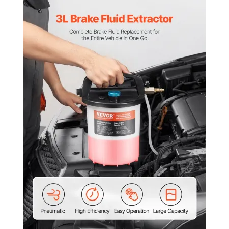 Brake Bleeder Kit, 3L Brake Fluid Extractor with 1L Siphon Refilling Bottle & 13 Hose Connectors, Complete Brake Fluid Bleeder K