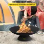 Fire Pit Bowl, 30-Inch Deep Round Cast Iron Fire Bowl, Wood Burning for Outdoor Patios, Backyards & Camping Uses, with A Stable 