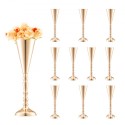 10PCS 43cm/16.9â€ Tall Wedding Flower Vase Metal Gold Trumpet for Tables