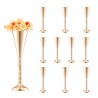 10PCS 43cm/16.9â€ Tall Wedding Flower Vase Metal Gold Trumpet for Tables
