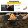 Fire Pit Bowl, 30-Inch Deep Round Cast Iron Fire Bowl, Wood Burning for Outdoor Patios, Backyards & Camping Uses, with A Stable 