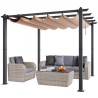 10'x10' Outdoor Retractable Pergola with Sun Shade Canopy Aluminum Beige