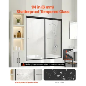 Badekarsbruserdør 50-60 tommer B x 60 tommer H Semi-rammeløs