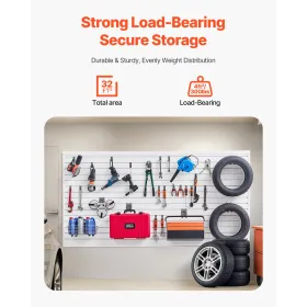 8 x 4 ft Slat vægpanel PVC White Garage Slatwall med tilbehør