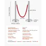 Stanchion Post, 6 Pcs Crowd Control Barrier Set with 3 Red Velvet Ropes, 5 ft Stainless Steel Silver Stanchion Post Queue with S