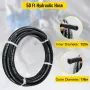 Hydraulic Hose 50 Feet Rubber Hydraulic Hoses with 2 High-Tensile Steel Wire Braid, Inner Diameter 1/2 Inch, 5000 PSI Max, Bulk 
