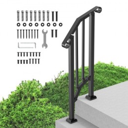 1-2 Step Handrails for Outdoor for Seniors Porch Deck Retro Arch Black