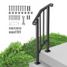 1-2 Step Handrails for Outdoor for Seniors Porch Deck Retro Arch Black