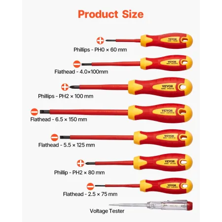 Insulated Screwdriver Set, 12-Piece Professional Electrical Screwdriver Set, 1000V Insulated Electrician Tool Set, with Magnetic