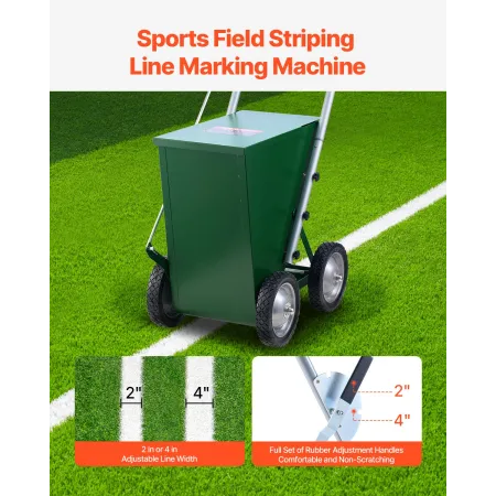 Dry Line Marker, 4-Wheel, 2 or 4 in Lines, Field Dry Line Chalker, Adjustable Line Marker, with Rubber Adjustment Handle, 50 lbs