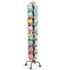 Greeting Cards Display Rack 32-Pocket Rotating Postcard Stand with 4 Wheel
