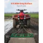 Drag Harrow, 6 ft Heavy Duty Tow Behind Drag Harrow with Adjustable Bars & 72 in Chain, Driveway Grader Landscape Rake for ATV, 