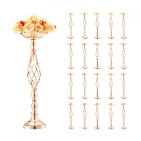 20PCS 58cm/22.83â€ Wedding Flower Vase Metal Gold Floral Stand for Table