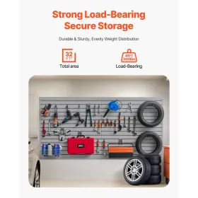 8 x 4 ft Slat vægpanel PVC Gray Garage Slatwall med tilbehør