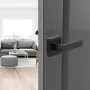 Privacy Door Handle, 10 Pack Matte Black Door Lever, Left or Right Handing Reversible Lever with Keyless Lock, 45° Rotation to O