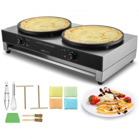 16-Inch Electric Crepe Maker Commercial Crepe Machine 6000W Double Head