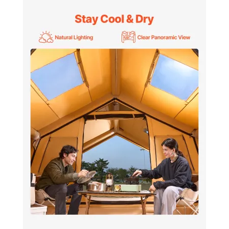 Inflatable Tents for Camping, 8-12 Person Easy Setup Blow up Tent with Hand Pump, 4 Season Luxury Glamping Tent with 2 Skylights