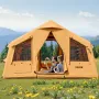 Inflatable Tents for Camping, 8-12 Person Easy Setup Blow up Tent with Hand Pump, 4 Season Luxury Glamping Tent with 2 Skylights