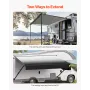 Manual RV Awning Complete Kit, 14' Retractable Awning with Aluminum Alloy Frame, Outdoor Trailer Awning, Fit for Most RVs(Black 