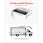 Manual RV Awning Complete Kit, 14' Retractable Awning with Aluminum Alloy Frame, Outdoor Trailer Awning, Fit for Most RVs(Black 