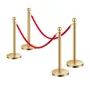 Stanchion Post, 4 Pcs Crowd Control Barrier Set with 2 Red Velvet Ropes, 5 ft Stainless Steel Gold Stanchion Post Queue with San
