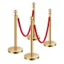 4 pcs Gold Stanchion Post 2 Røde fløjl reb Sand Injektion
