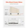 Undermount Drawer Slides, 16 inch, Full Extension Ball Bearing Under Stair Cabinet Rails, 260 LB Load Capacity Heavy Duty Bottom
