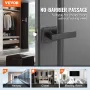 Passage Door Handle, 5 Pack Matte Black Door Lever, Left or Right Handing Reversible Lever Non-Locking, 45° Rotation to Open, Un