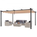 12'x16 'udendørs udtrækkelig pergola med solskygge baldakin aluminium beige