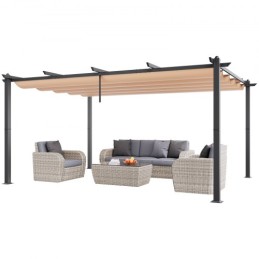12'x16 'udendørs udtrækkelig pergola med solskygge baldakin aluminium beige