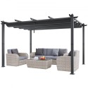 10'x13' Outdoor Retractable Pergola with Sun Shade Canopy Aluminum Gray