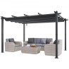 10'x13' Outdoor Retractable Pergola with Sun Shade Canopy Aluminum Gray