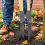 Post Hole Digger, Heavy Duty Post Hole Digger with Wood Handle, Manual Hole Digger with Scale Markings and Metal Blade, Post Hol